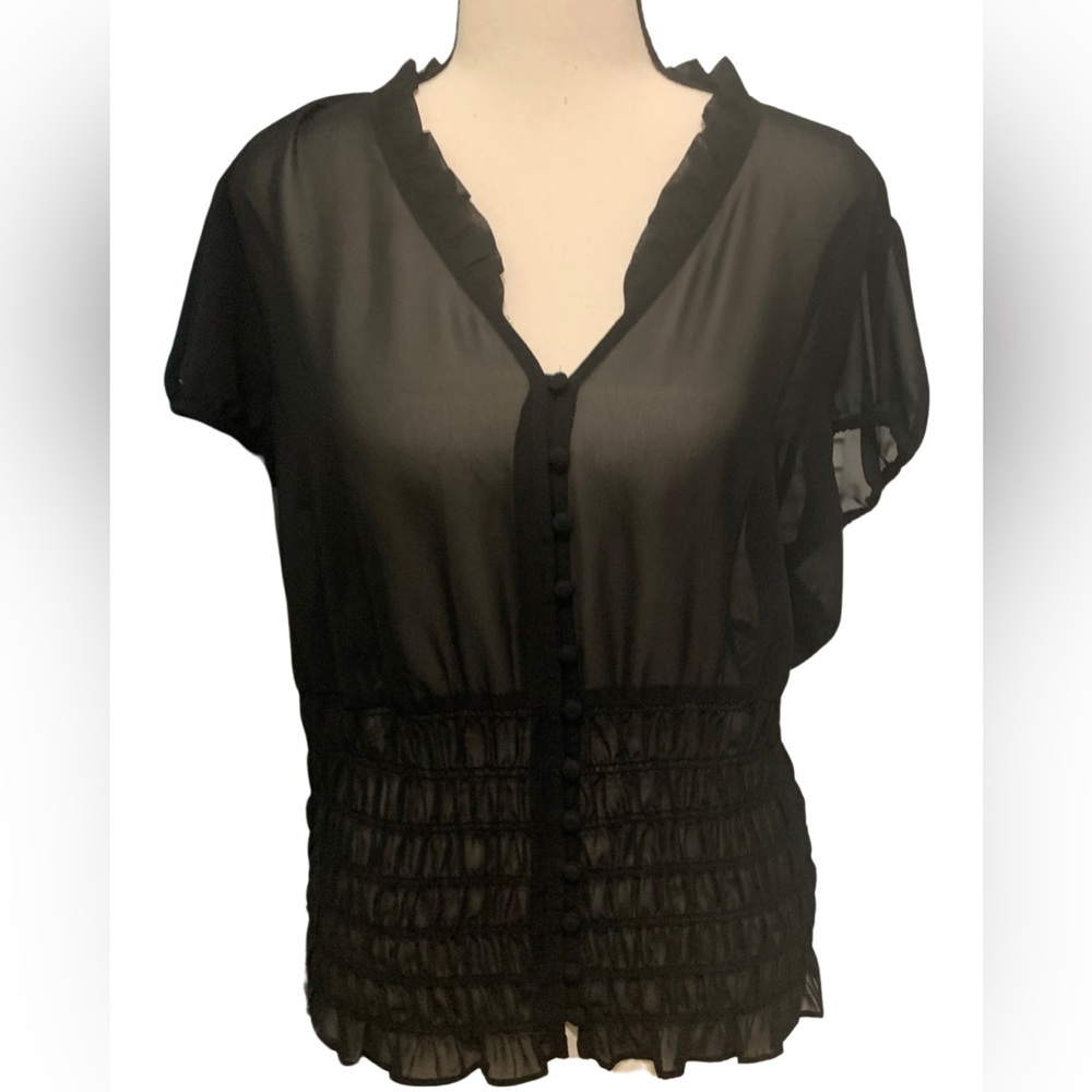 Worthington Petite Womens Sheer Blouse